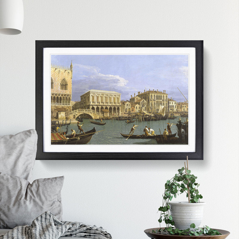 Riva Degli Schiavoni in Venice by Giovanni Canaletto - Framed Print, 48cm H x 65cm W x 2cm D, Black Framed