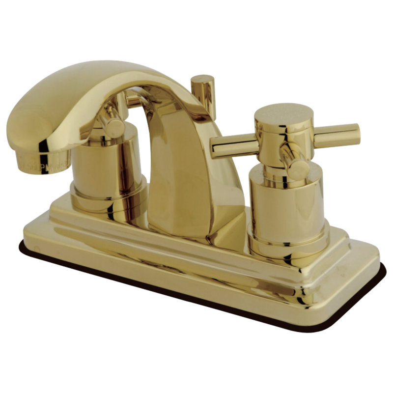 Kingston Brass Concord Two-Handle 3-Hole Deck Mount 4" Centerset Bathroom Faucet with Brass Pop-Up, Polished Brass
