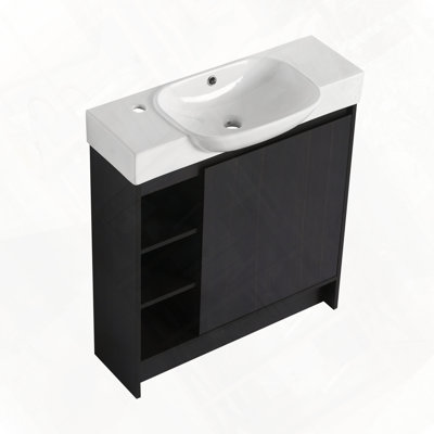 Meuble-lavabo autoportant avec évier en céramique