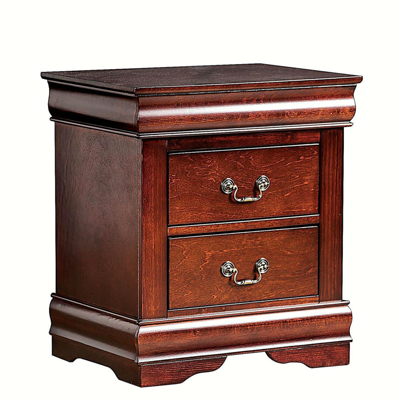 1pc Table de chevet à l'épreuve de la poussière avec tiroirs à queue d'aronde anglaise, Cherry