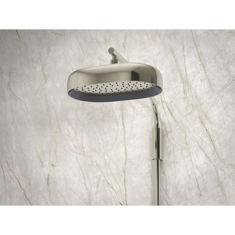 Statement 14" Single-Function Wall or Ceiling-Mount Round Rainhead, Oblong Rain Showerhead 2.5 GPM, Vibrant Brushed Nickel