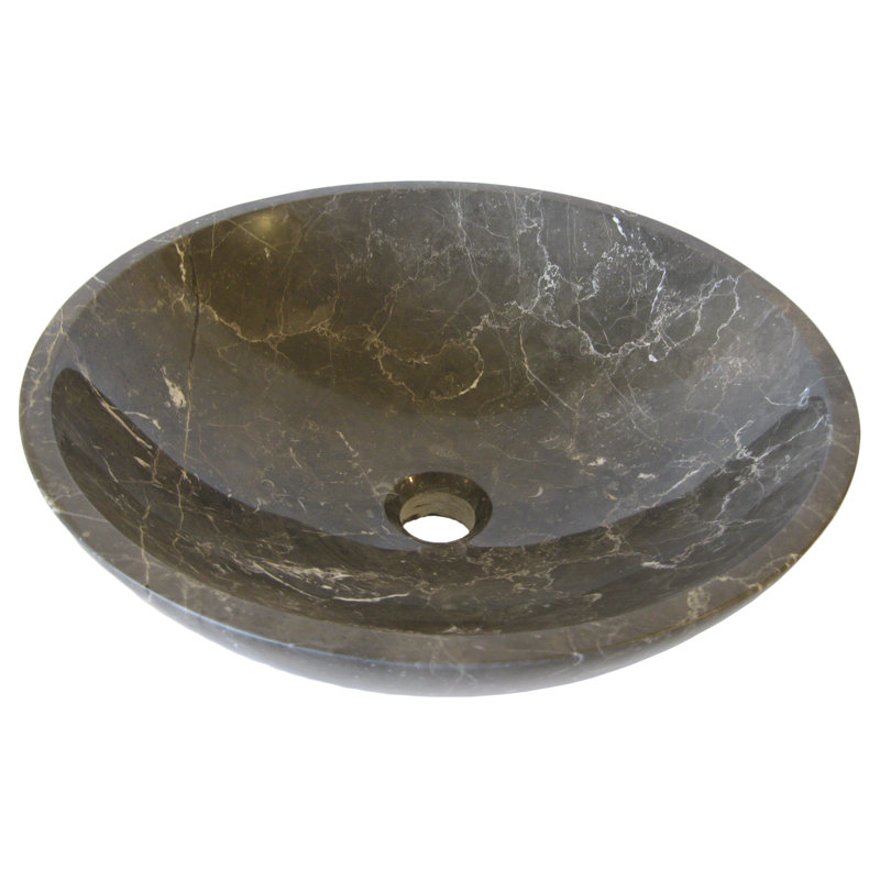 Novatto 17'' Black Marble Circular Bathroom Sink, Oil Rubbed Bronze