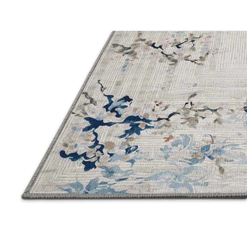 Machine Washable Gray Area Rug, Rectangle 5' x 8'