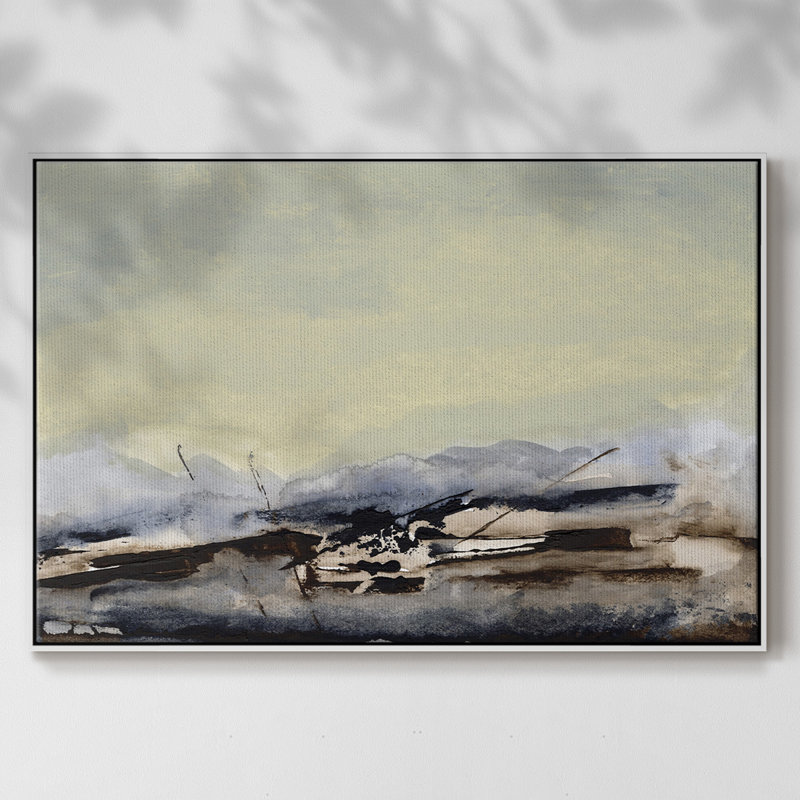 Shanthih II, peinture sur toile encadrée, H 17 po x l 25 po x P 2 po, Cadre blanc