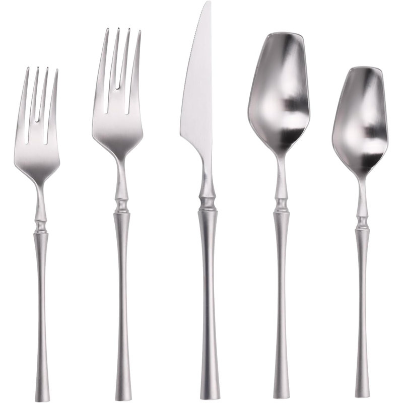 20-Piece Stainless Steel Silverware Set, Matte Satin Finish, Dishwasher Safe Flatware For 4