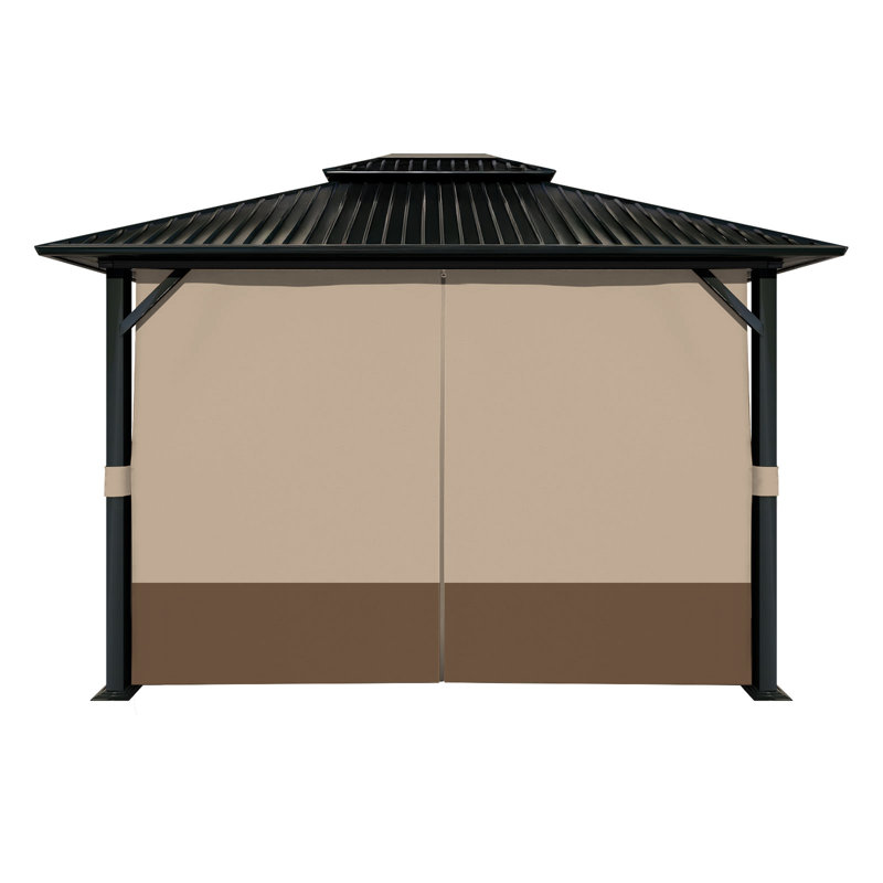 Aoodor Replacement 4-Panel Gazebo Sidewall Curtains, 82.7" H x 120" W x 144" D, Sand Yellow and Brown