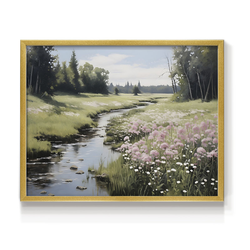 Paysages rétro - DCCDXLVVI - impression encadrée - réaménageable, H 11 po x l 14 po, Doré