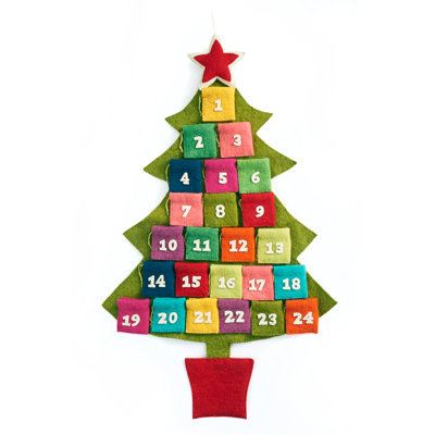 Handmade Hand Felted Wool Multicolor Tree Advent Calendar
