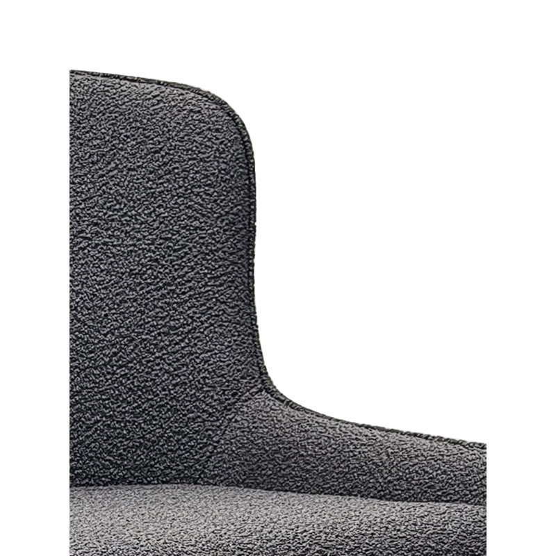 RUBENS UPHOLSTERED BARSTOOL - BOUCLE FABRIC - BLACK SAND POWDER COATED LEGS (PAIR), Grey