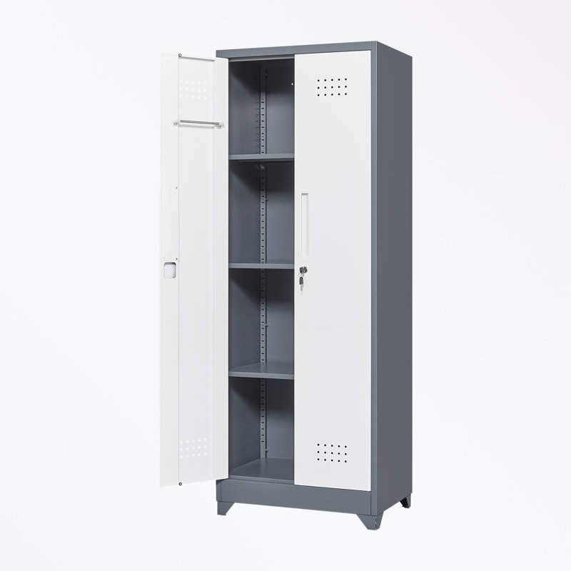 Armoire de rangement à 3 tablettes de 23,62 po de largeur Ihana, Gris / blanc