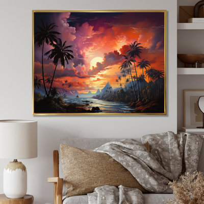 «Coral Palm Trees Landscape II», reproduction sur toile