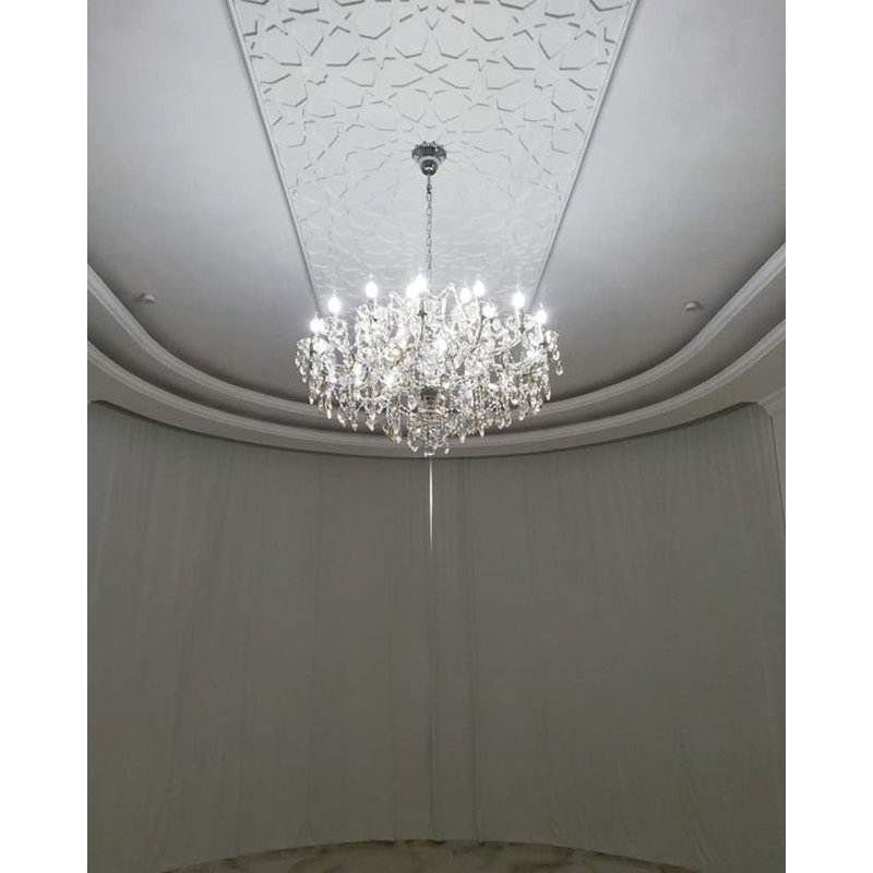 Lustre classique / traditionnel à 10 lumières DEL Kiyohara, H 26 po x l 32 po x P 32 po, Chrome