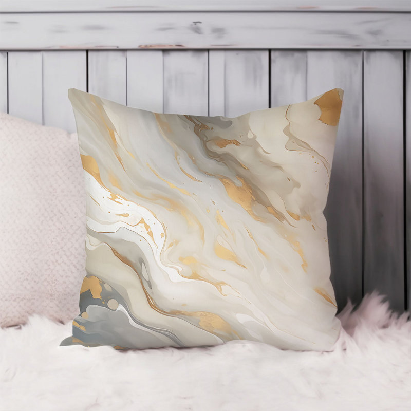 Abstract Gray Gold Marble Geode Modern, 18"H x 18"W