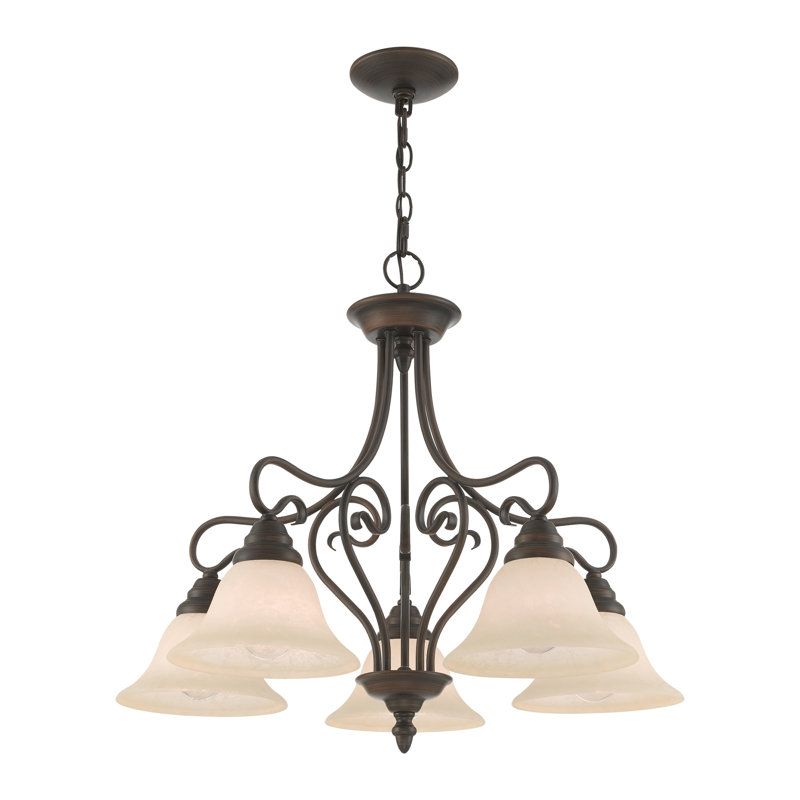 Aquala 5 - Light Steel Dimmable Chandelier, Imperial Bronze