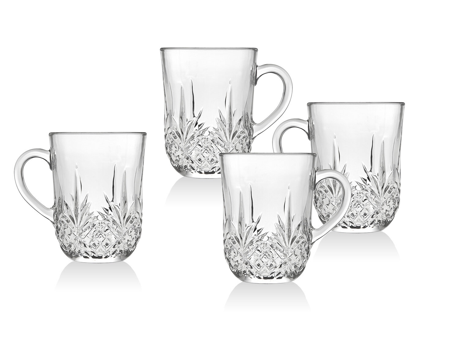 Godinger Coffee Mugs, Glass Coffee Mug Cups Set - Dublin Collection, Set of  4