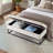 Storage Bench 58.6" Contemporary Metal Base with Storage | Bedroom, Living Room, Hallway | Beige | Velvet-2074361760-2074361764