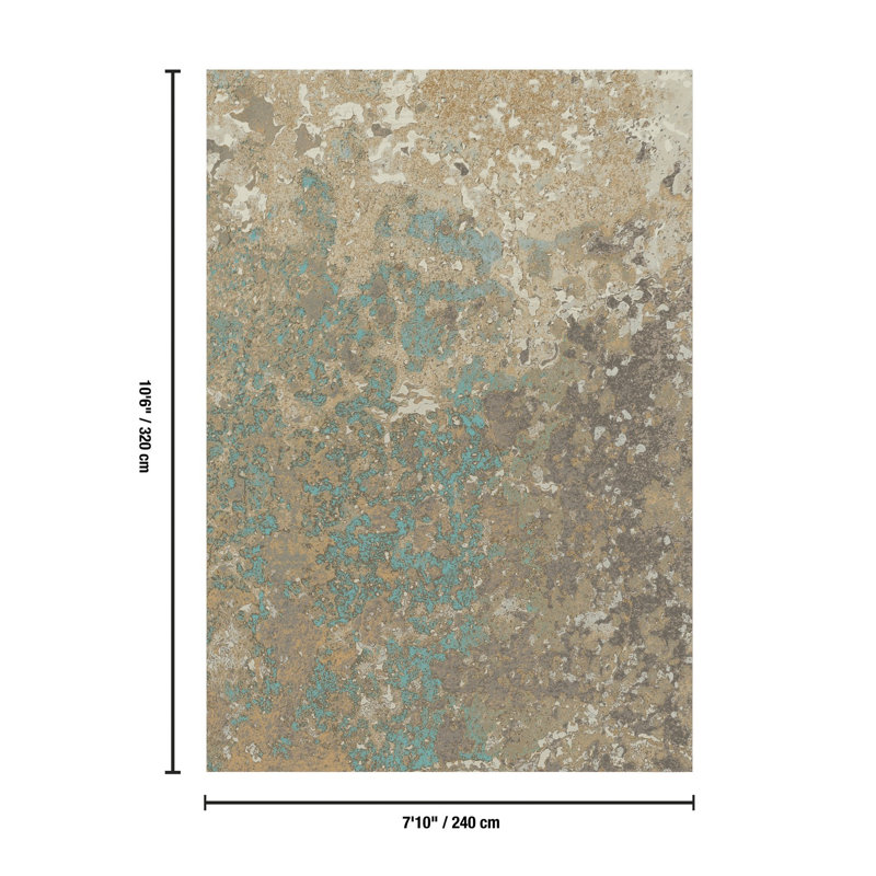 Edgin Abstract Limestone Turquoise Area Rug, 7'10"x10'6"