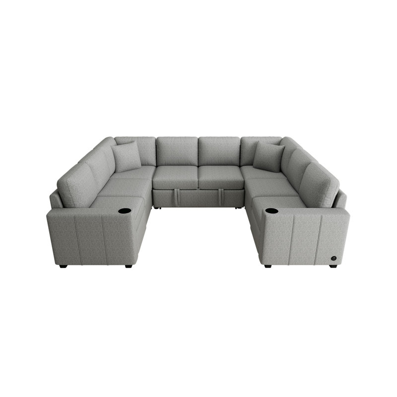 Canapé modulaire convertible en U, Gris