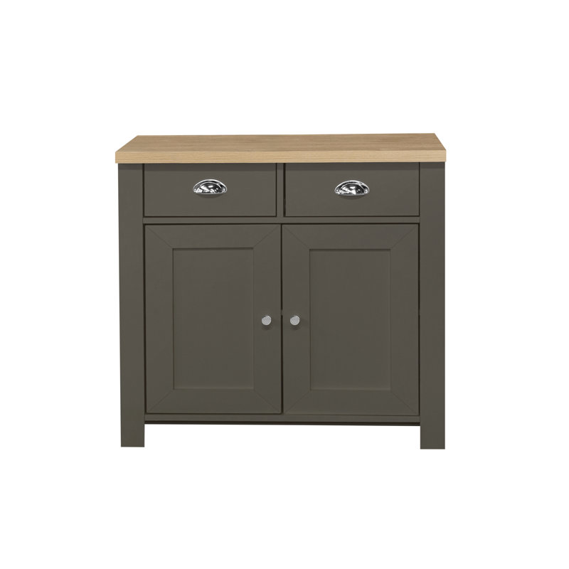 Highgate 79cm Wide 2 Drawer Sideboard, Dark Grey/Oak