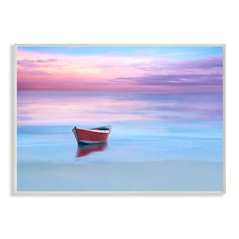 « bateau on a calme sea ocean horizon », reproduction de photo, H 10 po x l 15 po x P 0,5 po, Plaque murale