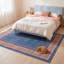 Tapis Whitfield moderne minimaliste à bordure géométrique turquoise, rose et crème, lavable à la machine, antidérapant, à poils courts, pour intérieur et extérieur, adapté aux animaux domestiques, idéal pour le salon, la chambre, la salle à manger, l'entrée, le corridor ou le bureau.-436885864