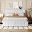 Queen Size Soft White Upholstered Platform Bed with Hydraulic Storage for Contemporary Bedroom Spaces