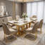 Table de salle à manger en marbre moderne de luxe pour 6 à 8 personnes, marbre blanc rectangulaire de 67 po avec base en acier inoxydable doré, grande table de cuisine pour la salle à manger / appartement de la maison / bureau, robuste et élégante, facile à installer (table seulement) -1160606500