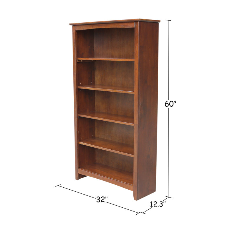Aspatria Bookcase, (5 Shelves) 60" H x 32" W x 12" D, Espresso