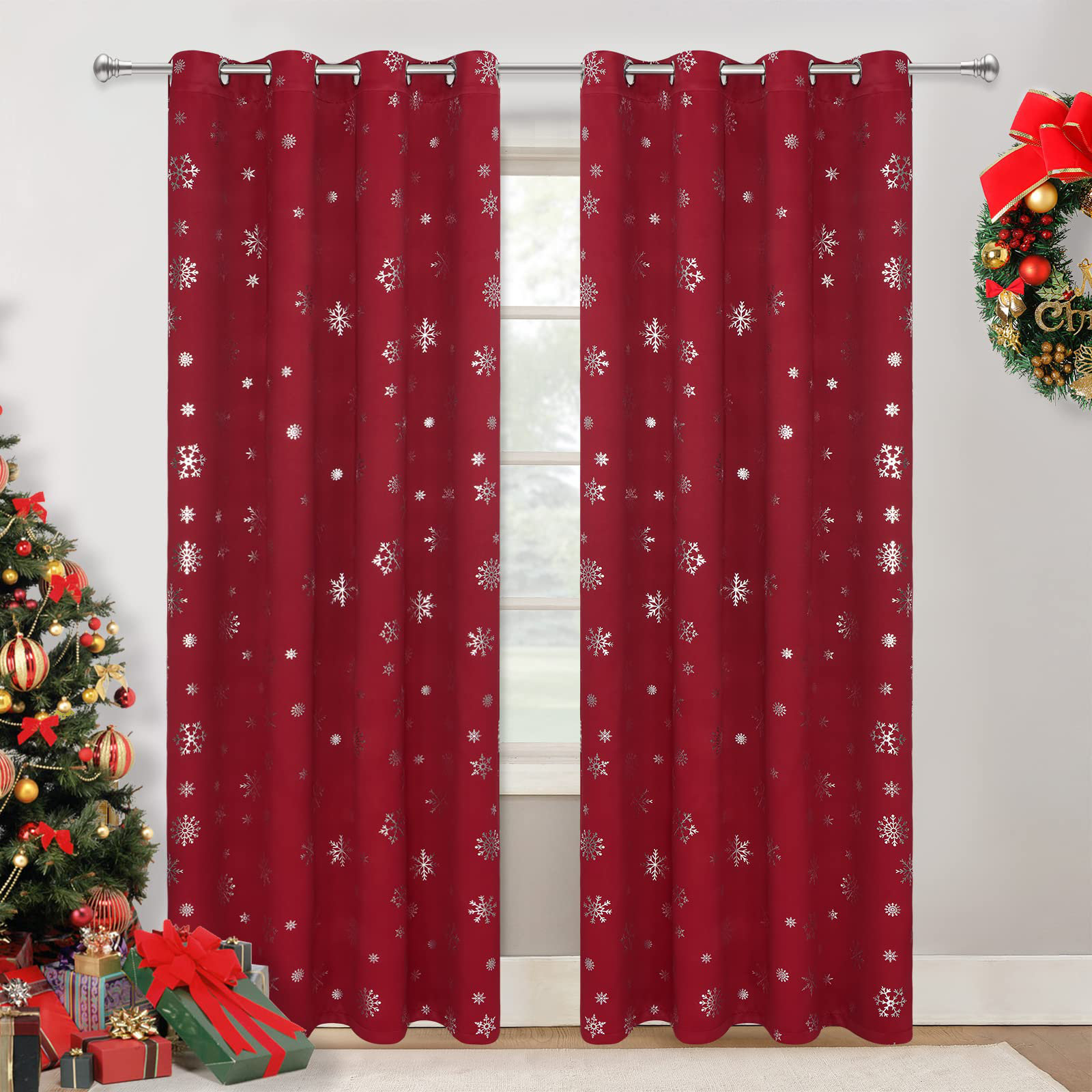 The Holiday Aisle® 2 Panels Snowflake Christmas Curtains | Wayfair
