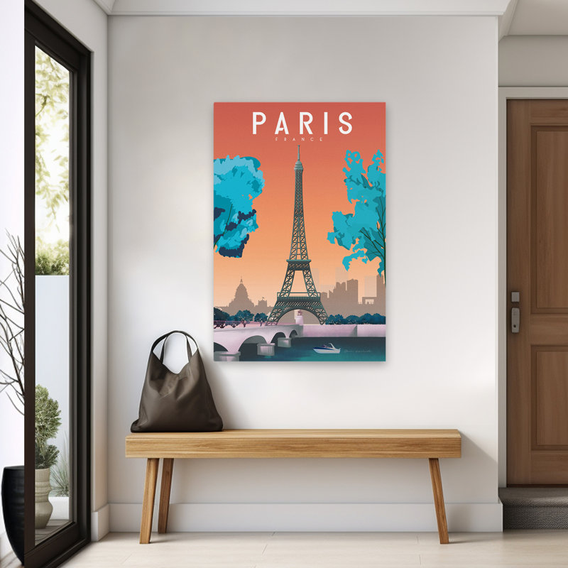 Paris, France, aventure, architecture, bateaux bleus, art, H 60 po x l 40 po