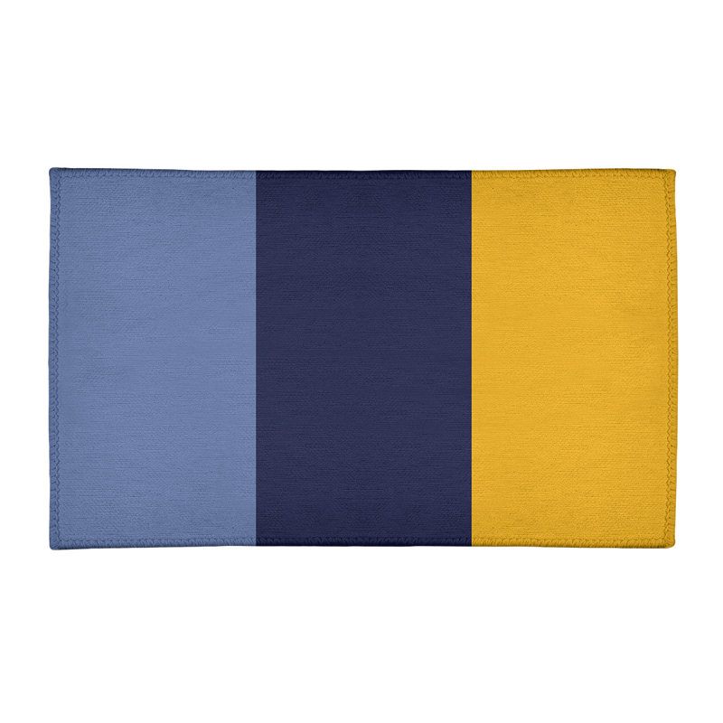 Tapis à rayures bleu/bleu marine/jaune, Rectangle 2 pi x 3 pi