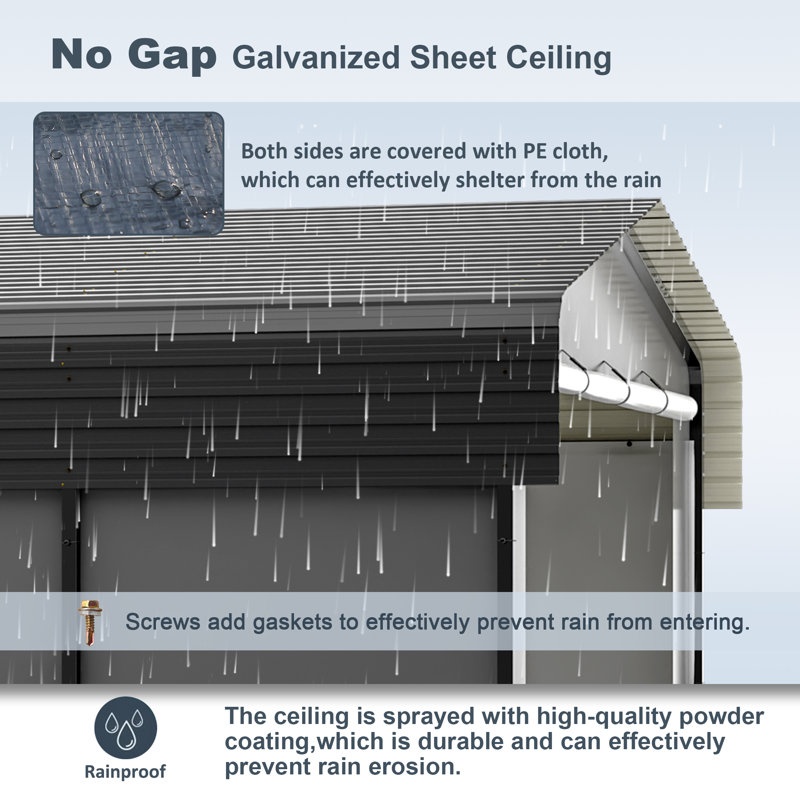 13 Ft. W x 20 Ft. D Carport Kits with Galvanized Steel Roof & Removable Sidewalls