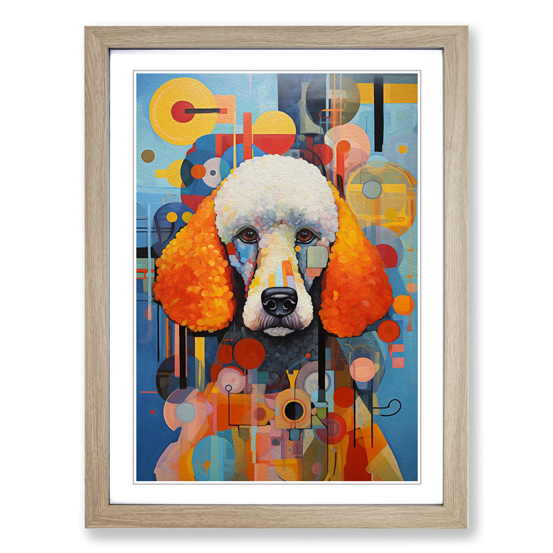 Poodle Constructivism - Framed Print, Oak, 34cm H x 25cm W x 2cm D