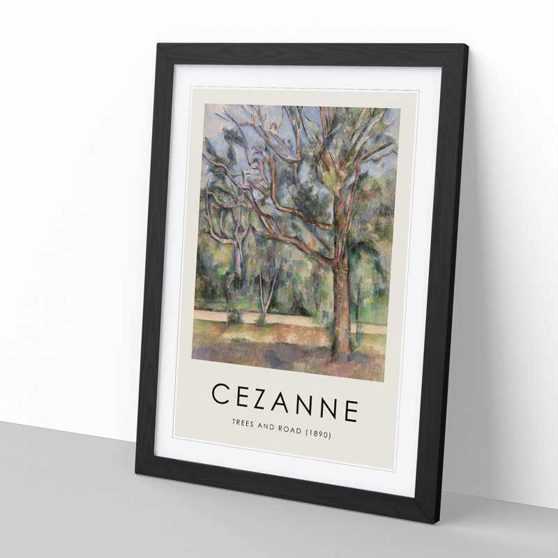 Trees and Road by Paul Cezanne - Picture Frame Painting, 65cm H x 48cm W x 2cm D, Black Framed