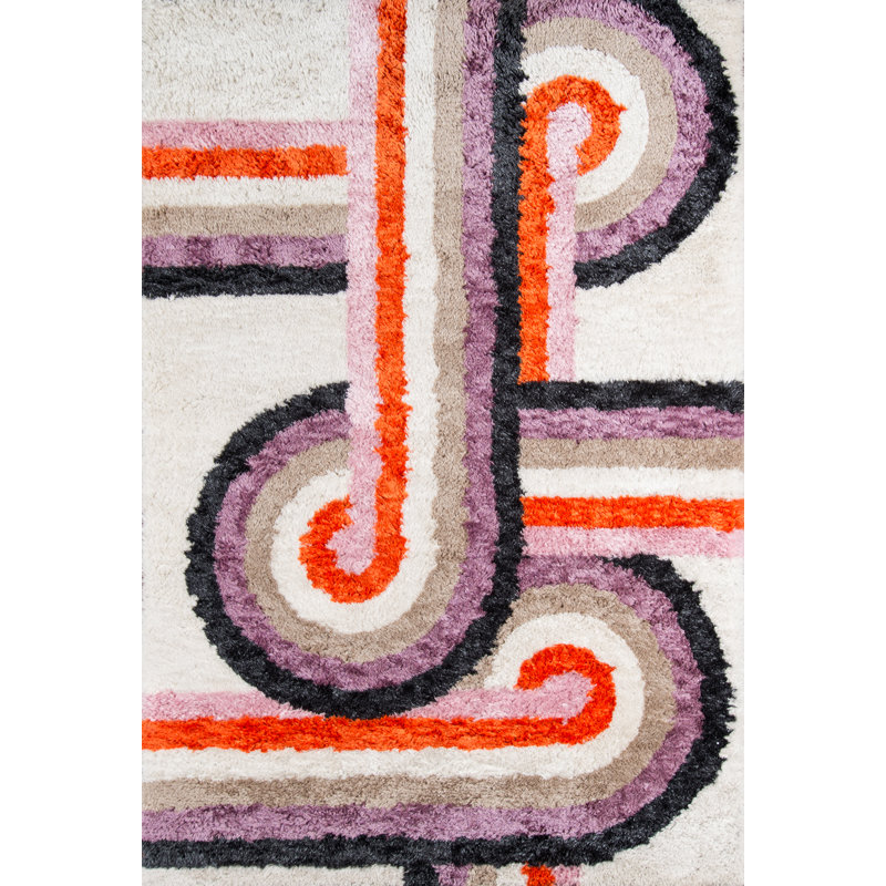 Hand Tufted Geometric Indoor Rug, Rectangle 5' x 7'6"