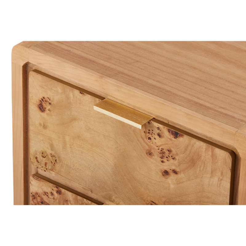 Manish Rustic Farmhouse 2 - Drawer Nightstand with Burl Finish, Natural