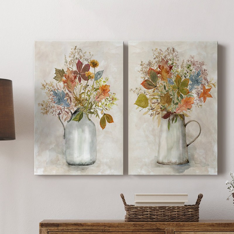 Bouquet d'automne - Toile tendue avec châssis de qualité supérieure - Prêt à être accroché, H 12 po x l 16 po