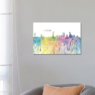 Austin Texas Skyline Impressionistic Splash by Markus & Martina Bleichner - Wrapped Canvas Gallery-Wrapped Canvas Giclée