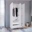 Armoire Ohio avec 3 portes, 2 tiroirs et 4 tablettes à 4 niveaux pour un rangement organisé et une esthétique moderne