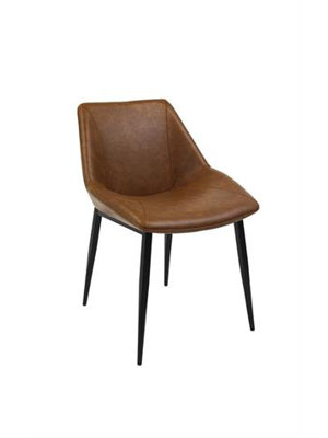 Modern Metal Chair with Vinyl Seat and Decorative Stitching for Indoor Use