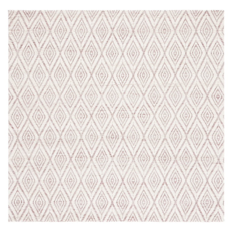 Karaline Hand Woven Wool And Cotton With Latex Geometric Rug, Square 6'