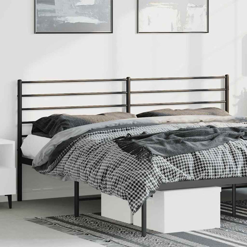 Durable Metal Headboard, Modern Style, Black, 76"