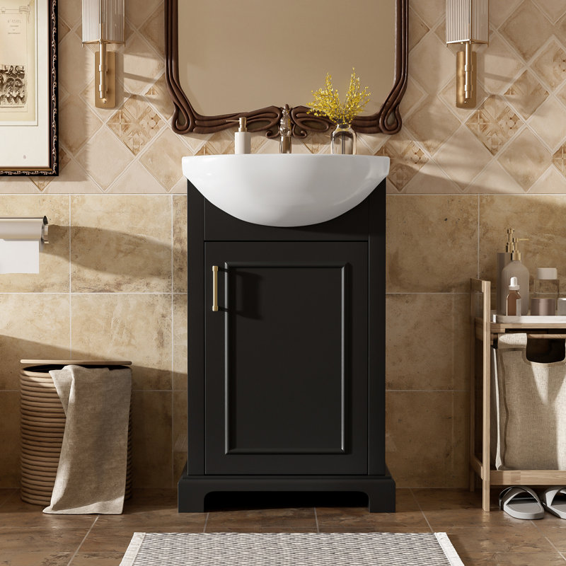 Meuble-lavabo autoportant avec lavabo, Noir
