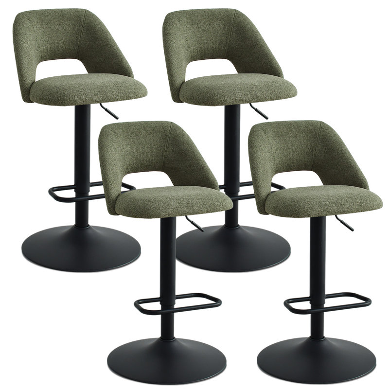 Leotrim 24''-32'' H Adjustable Height Swivel Upholstered Bar Stool, Green