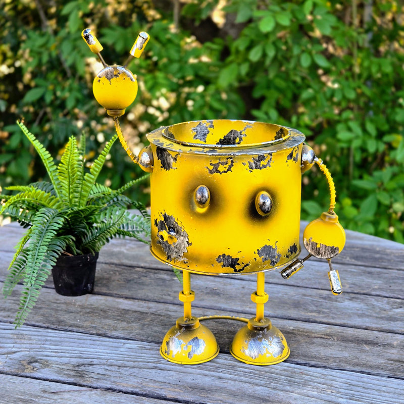 Jardinière robot jaune vintage