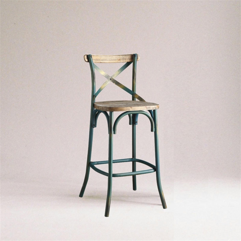 Veale Yahir Armless Bar Stool, Antique Turquoise
