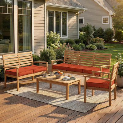 Outdoor  4'' Non-Slip Cushion Cover Water-Repellent Seat Cushion Slipcover With Portable Carry Handle.