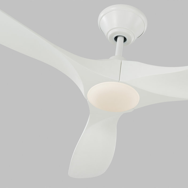 LED Downrod Ceiling Fan, Matte White with White Blades, 60 inches
