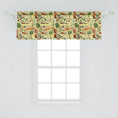 Ambesonne Deer Hunting Valance Pack of 2 Outdoor Camp Archery 54" Pale Green Multicolor