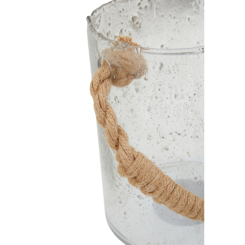Glass Tabletop Lantern, Natural, 19cm H x 18cm W x 18cm D